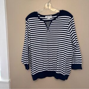 Cathy Daniels Women's Knit Sweater in Navy and White Stripes Size XL